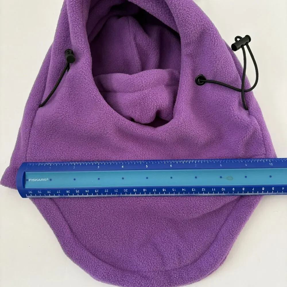 Girls Ski Mask Purple Ages 4-12 Winter Fleece Hat Neck Warmer Full Face NEW